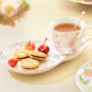 Pink Botanical Bird Fine Porcelain Tea Snack Set