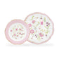 Pink Corn Flowers with Pink Rim Fine Porcelain Dessert/Dinner Plate