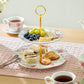 Pink Camellia Scallop Fine Porcelain 2-Tier Server
