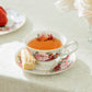 Stechcol Gracie Bone China Peony and Strawberry Bone China Tea Cup and Saucer Set of 1