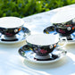 Stechcol Gracie Bone China Summer Meadow Black Bone China Cup and Saucer set of 4