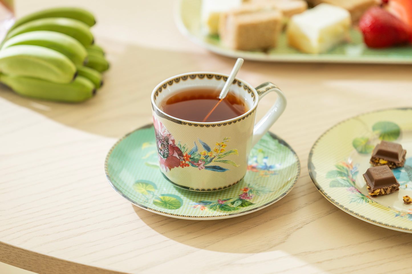 Summer Savanna Leopard Fine Porcelain Cup and Saucer Set of 2 with Gift Box