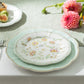 Yellow Corn Flowers with Mint Rim Fine Porcelain Dessert/Dinner Plate