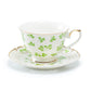 Grace Teaware Shamrock Fine Porcelain Tea Cup and Saucer with Pierced Design