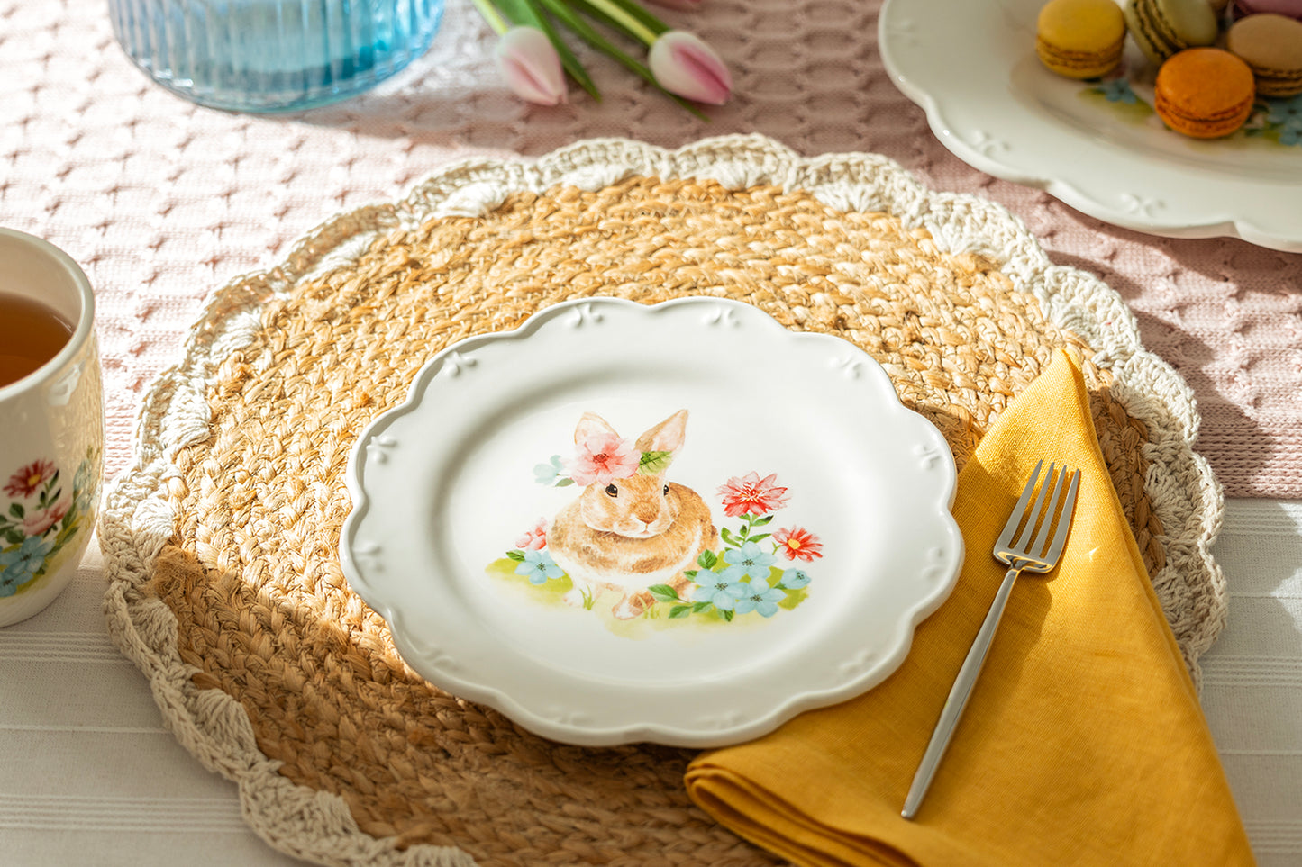 Flower Bunny Scallop Dessert/Dinner Plate