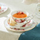 7.75" Peony and Strawberry Blue Bone China Dessert Plate