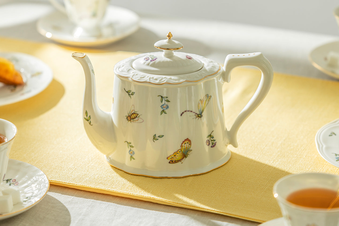 Grace Teaware Butterfly Dragonfly Garden tea set teapot