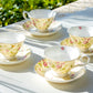 Gracie Bone China Rosebud with Hummingbird Bone China Tea Cup and Saucer set of 4