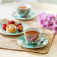 Peacock Lotus Garden Green Fine Porcelain Assorted Cup and Saucer Sets