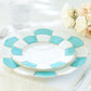 Turquoise and White Scallop Fine Porcelain Dessert/Dinner Plate