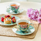 Peacock Lotus Garden Green Fine Porcelain Assorted Cup and Saucer Sets