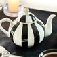 Black Carousel Stripes Fine Porcelain 5-Piece Tea Set