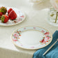 7.75" Peony and Strawberry Blue Bone China Dessert Plate