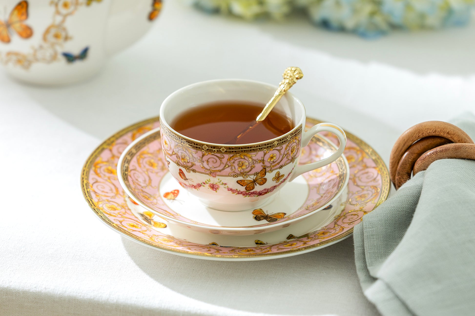 Grace Teaware pink butterflies tea cup