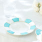Turquoise and White Scallop Fine Porcelain Dessert/Dinner Plate