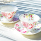 Stechcol Gracie Bone China Pink Rose with Hummingbird Bone China Tea Cup and Saucer set of 2