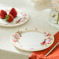 7.75" Peony and Strawberry Cream Bone China Dessert Plate