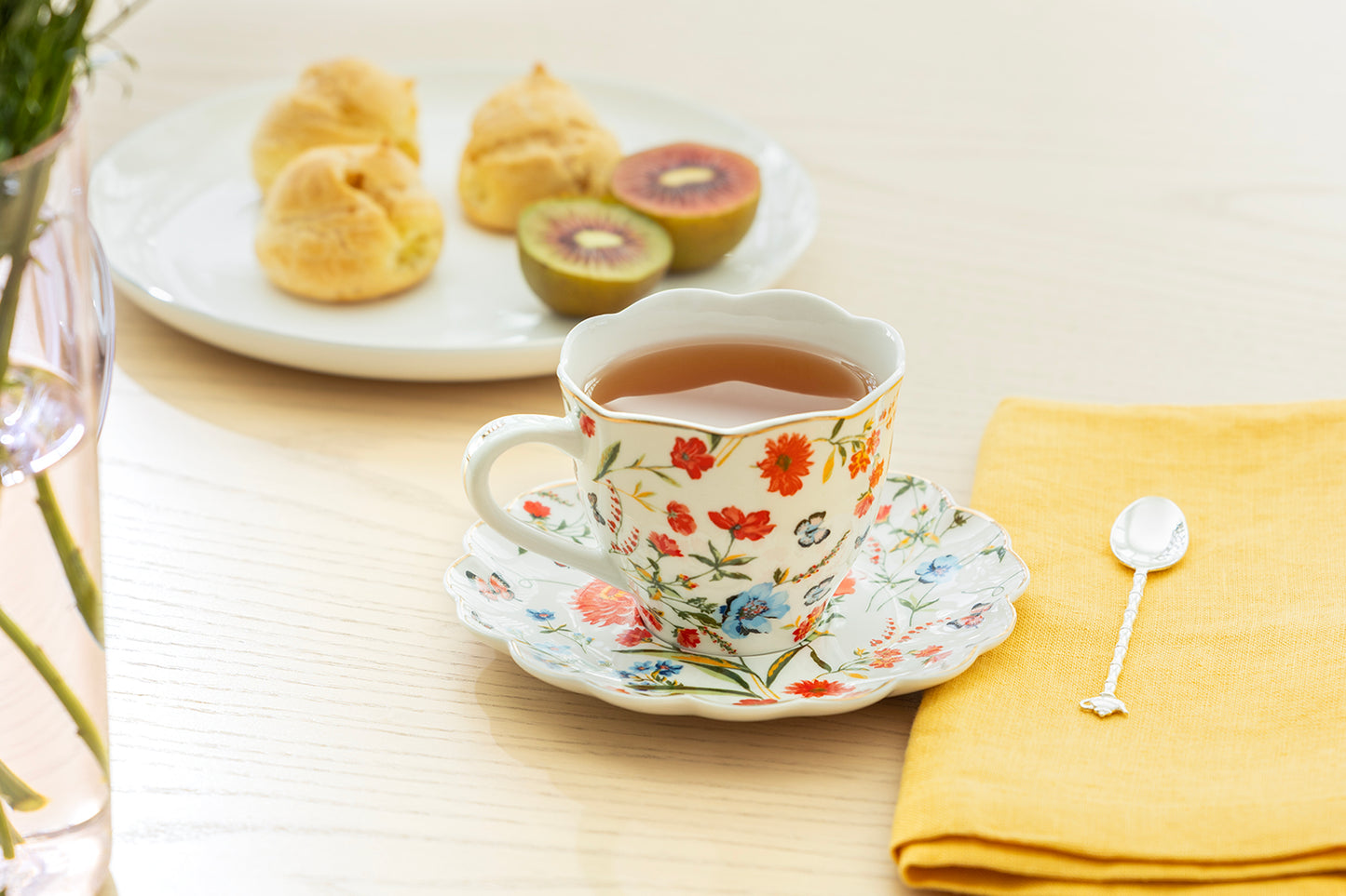 Butterfly Poppy Fine Porcelain Tea Cup and Saucer
