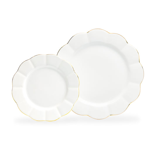 White Gold Scallop Fine Porcelain Dessert/Dinner Plate