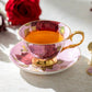 Gracie Bone China Gold Pink Stem Rose Bone China Tea Cup and Saucer