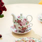 Pink Cabbage Roses Fine Porcelain Tea For One Set