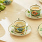 Summer Savanna Leopard Fine Porcelain 3oz Demitasse Cup and Saucer Set of 2 with Gift Box