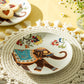 8.25" Floral Elephant Hand Crafted and Painted Dessert/Salad Plate