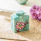 Peacock Lotus Garden Green Fine Porcelain Jar