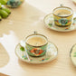 Summer Savanna Leopard Fine Porcelain 3oz Demitasse Cup and Saucer Set of 2 with Gift Box