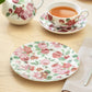 7.5" Pink Cabbage Roses Bone China Dessert Plate