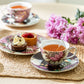 Peacock Lotus Garden Pink Fine Porcelain Assorted Cup and Saucer Sets