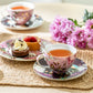 Peacock Lotus Garden Pink Fine Porcelain Assorted Cup and Saucer Sets