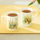Flower Brown Bunny & Flower White Bunny Bone China Assorted Mugs