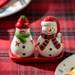 Gracie China Shop Snowmen Figurine Salt and Pepper Shaker Set with Merry Christmas Gift Box