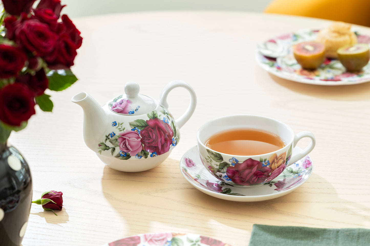 Rose Garden Fine Porcelain Tea For One Set