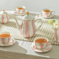 Grace Teaware Pink and White Scallop Fine Porcelain Tea Set