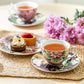 Peacock Lotus Garden Pink Fine Porcelain Assorted Cup and Saucer Sets