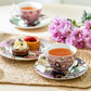 Peacock Lotus Garden Pink Fine Porcelain Assorted Cup and Saucer Sets