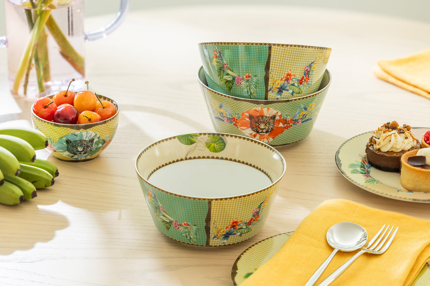 Summer Savanna Leopard Green Fine Porcelain Bowl
