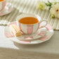 Pink and White Scallop Fine Porcelain Tea Cup and Saucer
