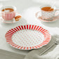 Red Josephine Stripes and Dots Fine Porcelain Dessert/Dinner Plate