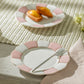 Pink and White Scallop Fine Porcelain Dessert/Dinner Plate
