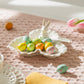 Bunny Figurine Fine Porcelain Leaf Shaped Candy Dish