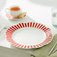 Red Josephine Stripes and Dots Fine Porcelain Dessert/Dinner Plate