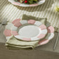 Pink and White Scallop Fine Porcelain Dessert/Dinner Plate