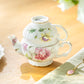 Pink Peony Bloom Fine Porcelain Tea For One Set