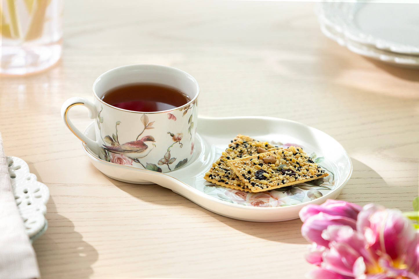 Magnolia Garden Fine Porcelain Tea Snack Set