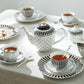 Grace Teaware Black Josephine Stripes and Dots Fine Porcelain Tea Set