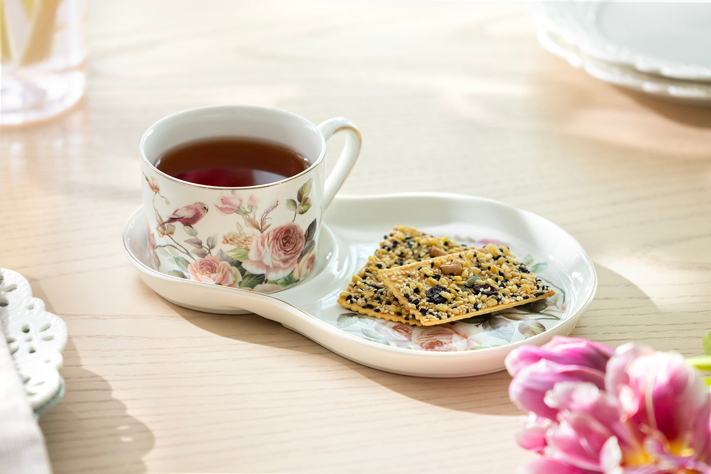 Magnolia Garden Fine Porcelain Tea Snack Set