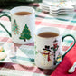 Jolly Snowman Fine Porcelain Mug with Green Handle